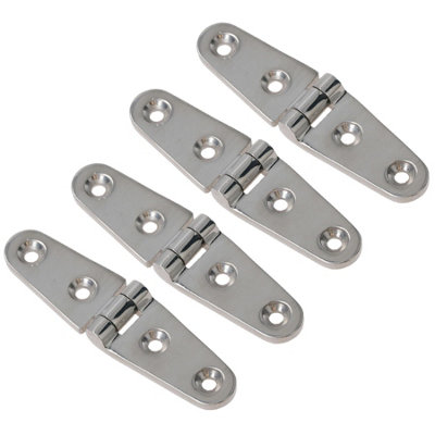 AB Tools Polished Door Strap Hinge 4 Pack Stainless Steel 27mm X 103mm 316 Marine Cabin from B&Q