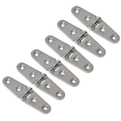 AB Tools Polished Door Strap Hinge 6 Pack Stainless Steel 27mm X 103mm 316 Marine Cabin from B&Q