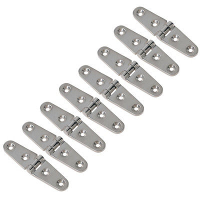 AB Tools Polished Door Strap Hinge 8 Pack Stainless Steel 27mm X 103mm 316 Marine Cabin from B&Q