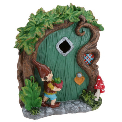 AB Tools Solar Fairy Green Door House Statue Figurine Ornament Home Garden Yard from B&Q