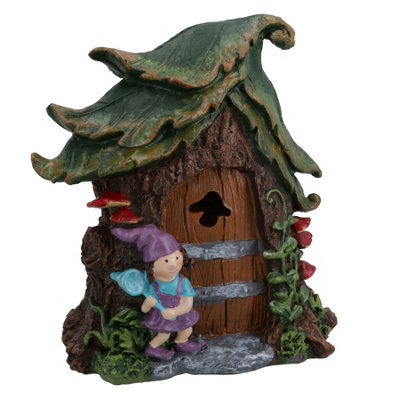 AB Tools Solar Fairy Brown Door House Statue Figurine Ornament Home Garden Yard from B&Q
