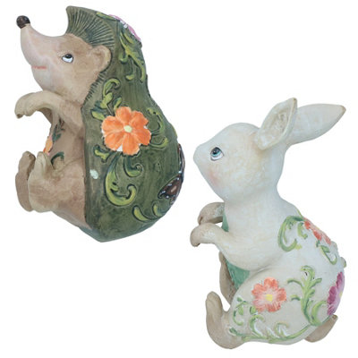 AB Tools Hedgehog & Rabbit Plant Pot Hanger Garden Home Yard Ornament Statue Vase from B&Q