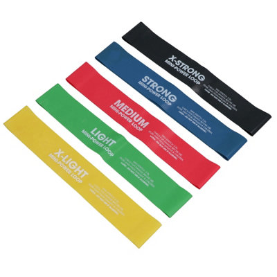 AB Tools Resistance Bands Set Of 5 Stretch Loops  X-LightX-Strong For YogaGymPilates from B&Q