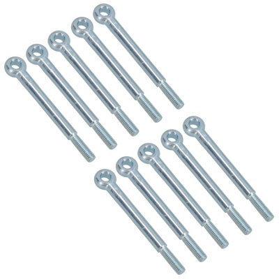 B&Q -  M6 80mm Eye Bolt 10 Pack Zinc Plated Threaded Rings Din444 Catenary Wire