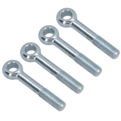 B&Q -  M12 80mm Eye Bolt 4 Pack Zinc Plated Threaded Rings Din444 Catenary Wire