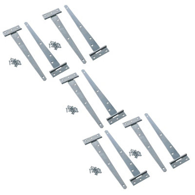 AB Tools 10In / 250mm Heavy Duty T Tee Hinges For Shed + Garden Gates Zinc Plated 10Pc from B&Q