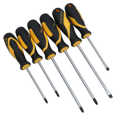 AB Tools 6Pc Screwdriver Set Slotted / FlatPhillips & Pozi Head With Soft Grip Handles from B&Q