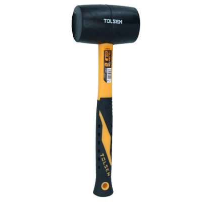 AB Tools 16Oz Black Rubber Mallet Non Marking Hammer With Fibreglass Handle Shaft from B&Q
