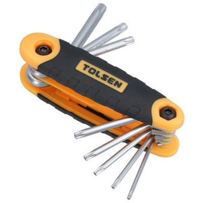 AB Tools 8Pcs Folding Torx / Star Key Wrench Set T9T40 Foldable Rubberized Handle from B&Q