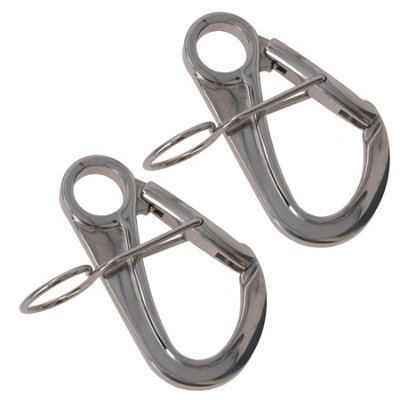 AB Tools 108mm Buoy Mooring Hook 2Pk Carabiner Carbine Hook Snap Shackle A4 Stainless from B&Q