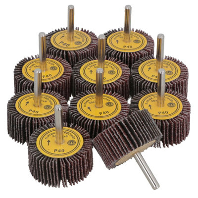 AB Tools 50mm 40 Grit Abrasive Flap Wheel Discs Sanding Rust Removal 6mm Shank 10Pc from B&Q