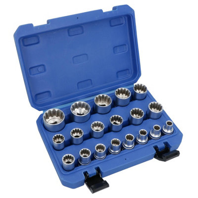 B&Q -  1/2In Drive Gear Lock Metric + Imperial Sockets 832mm 5/161-1/4 19Pc Set