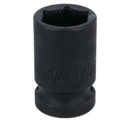 AB Tools 17mm 1/2In. Drive Shallow Metric Impact Impacted Socket 6 Sided Single Hex from B&Q
