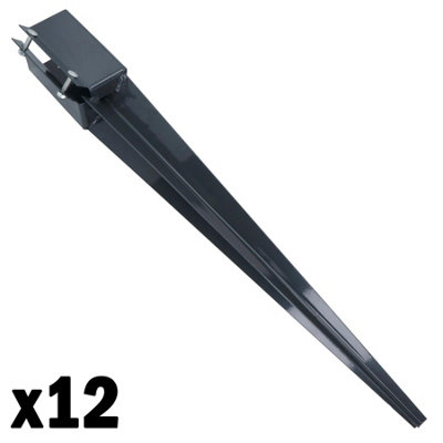AB Tools Fence Post Holder Support Drive In Spike Grey 75mm X 75mm X 750mm 12Pk from B&Q