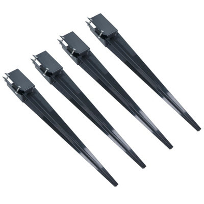 AB Tools Fence Post Holder Support Drive In Spike Grey 75mm X 75mm X 750mm 4Pk from B&Q