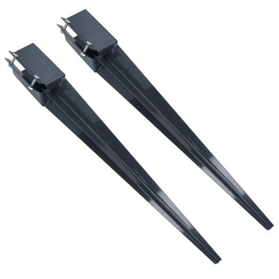 AB Tools Fence Post Holder Support Drive In Spike Grey 100mm X 100mm X 750mm 2Pk from B&Q
