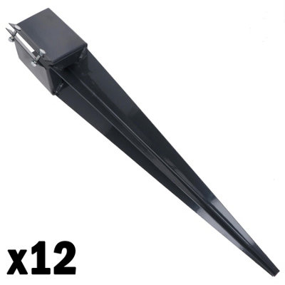 AB Tools Fence Post Holder Support Drive In Spike Grey 100mm X 100mm X 750mm 12Pk from B&Q