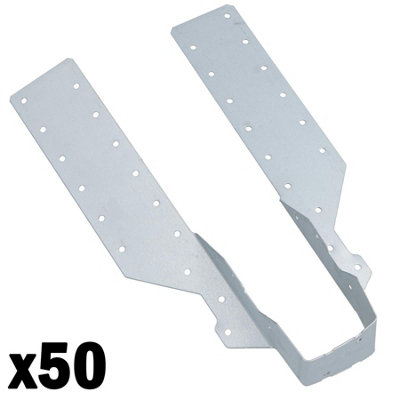 AB Tools Light Duty Timber Wood Joist Hanger 47mm Galvanised Loft Beam Holder 50Pk from B&Q