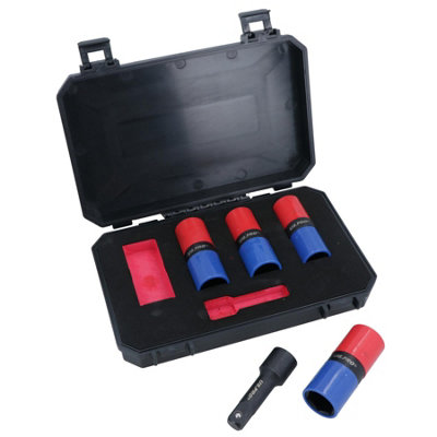 AB Tools 1/2In Drive Metric Wheel Hub Lug Nut Flip Impact Sockets For Alloy Wheels 5Pc from B&Q