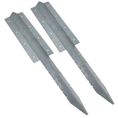 AB Tools Garden Double Sleeper Straight Support Spike Stake Galvanised Steel 670mm 2Pc from B&Q