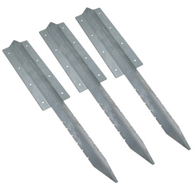 AB Tools Garden Double Sleeper Straight Support Spike Stake Galvanised Steel 670mm 3Pc from B&Q
