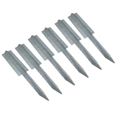 AB Tools Garden Double Sleeper Straight Support Spike Stake Galvanised Steel 670mm 6Pc from B&Q