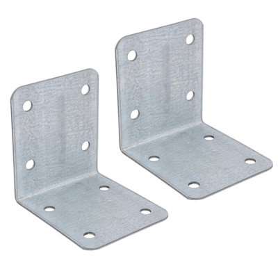 AB Tools Garden Internal Sleeper Corner Support Bracket 90 Degree Angle 85mm Galvanised Steel 2Pc from B&Q