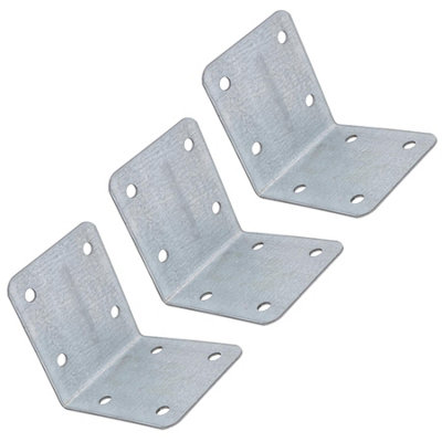 AB Tools Garden Internal Sleeper Corner Support Bracket 90 Degree Angle 85mm Galvanised Steel 3Pc from B&Q