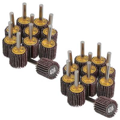 AB Tools 25mm 40 Grit Abrasive Flap Wheel Discs Sanding Rust Removal 6mm Shank 20Pc from B&Q