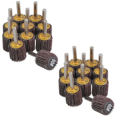 AB Tools 25mm 60 Grit Abrasive Flap Wheel Discs Sanding Rust Removal 6mm Shank 20Pc from B&Q