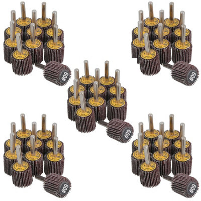 AB Tools 25mm 60 Grit Abrasive Flap Wheel Discs Sanding Rust Removal 6mm Shank 50Pc from B&Q