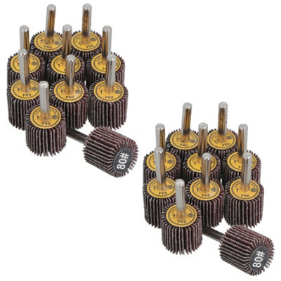 AB Tools 25mm 80 Grit Abrasive Flap Wheel Discs Sanding Rust Removal 6mm Shank 20Pc from B&Q