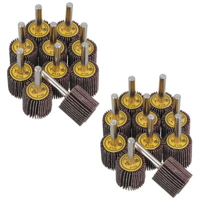 AB Tools 25mm 120 Grit Abrasive Flap Wheel Discs Sanding Rust Removal 6mm Shank 20Pc from B&Q