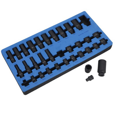 AB Tools 3/8In Drive Shallow And Deep Metric Impact Sockets 7mm22mm 32Pc 6 Sided from B&Q