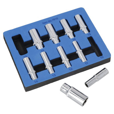 3/8in Drive Deep Metric MM Sockets 10mm – 19mm 10pc 6 Sided Single Hex - Image 4
