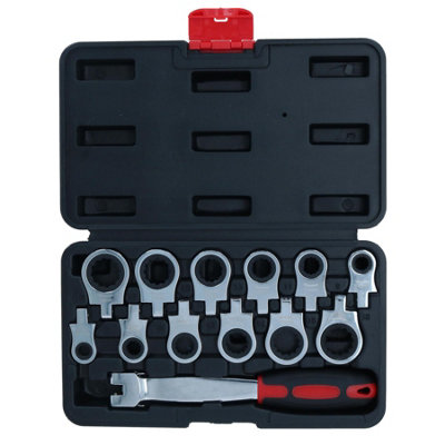 B&Q -  Metric Ratchet Wrench Spanners With Interchangeable Flexi Heads 8-19mm 13Pc