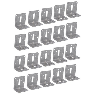 B&Q -  Stainless Abl Angle Bracket Corner Fastener Plate 60mm X 40mm X 60mm 20Pc