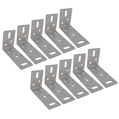 B&Q -  Stainless Abl Angle Bracket Corner Fastener Plate 150mm X 90mm X 60mm 10Pc