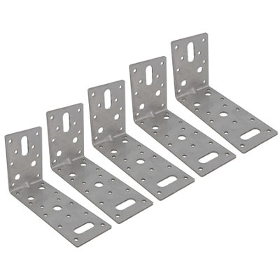 B&Q -  Stainless Abl Angle Bracket Corner Fastener Plate 150mm X 90mm X 60mm 5Pc