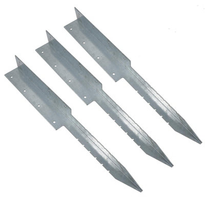 AB Tools Garden Double Sleeper Corner Support Galvanised Stake Spike 670mm Long 3Pc from B&Q