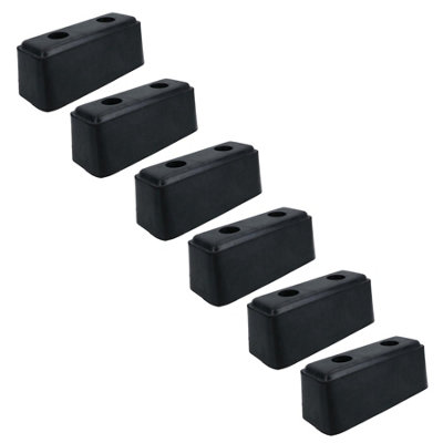 Ab Tools Black 190Mm X 75Mm Square Standoff Rubber Buffer Bumper Block Pad Stop Trailers 6Pc Size 6