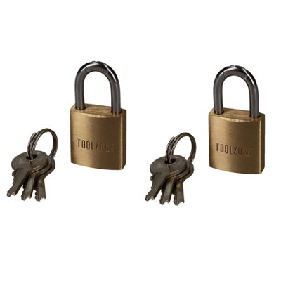B&Q -  2 X 50mm Brass Padlock Heavy Duty Shed Garage Chain Security Lock