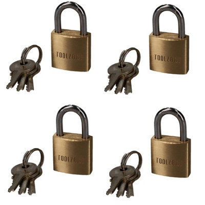 B&Q -  4 X 50mm Brass Padlock Heavy Duty Shed Garage Chain Security Lock