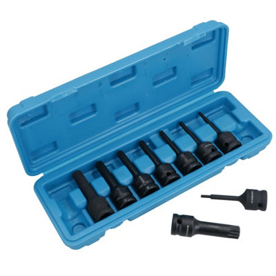 AB Tools 1/2In Drive Deep Spline Triple Square Sockets Impact Impacted 416mm 9Pc from B&Q