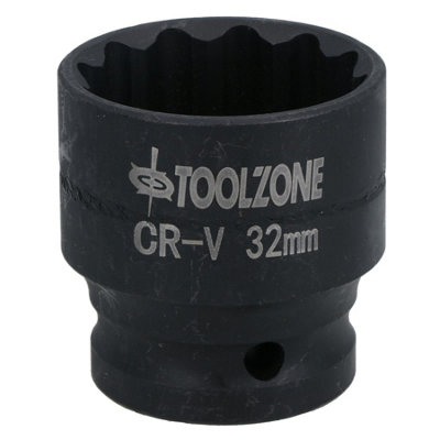 AB Tools 32mm 1/2In. Drive Shallow Metric Impact Impacted Socket 12 Sided Bi-Hex from B&Q
