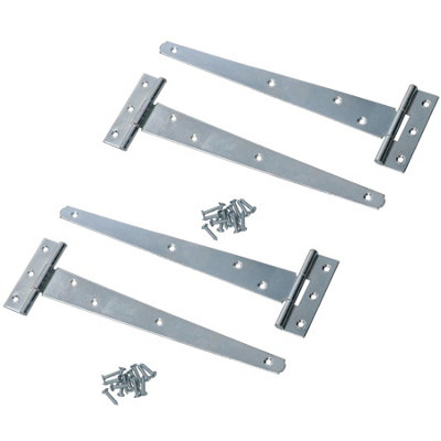 AB Tools 10In / 250mm Heavy Duty T Tee Hinges For Shed + Garden Gates Zinc Plated 4Pc from B&Q
