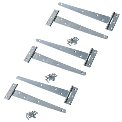 AB Tools 10In / 250mm Heavy Duty T Tee Hinges For Shed + Garden Gates Zinc Plated 6Pc from B&Q