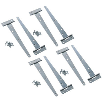 AB Tools 10In / 250mm Heavy Duty T Tee Hinges For Shed + Garden Gates Zinc Plated 8Pc from B&Q