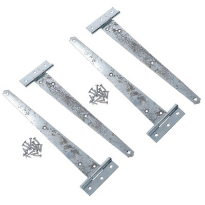 AB Tools 12In / 300mm Heavy Duty T Tee Hinges For Shed + Garden Gates Zinc Plated 4Pc from B&Q