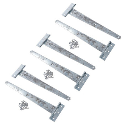 AB Tools 12In / 300mm Heavy Duty T Tee Hinges For Shed + Garden Gates Zinc Plated 6Pc from B&Q